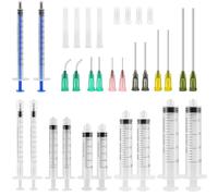 24 Piezas 1ml 3ml 5ml 10ml 20ml Jeringa con Aguja Roma, Jeringuilla Inyectar Líquido, 14Ga 15Ga 16Ga 18Ga 20Ga Aguja Roma y Tapas, Jeringuillas Desechables