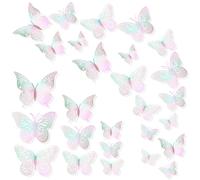 24 Piezas 3d Mariposa Decoración,3d Estereoscópico Pegatinas Mariposas,Butterfly Stickers Wall Stickers,3 Tamaños Diferentes,Para Decoración Paredes,Fiestas,Bodas(Rosa Brillante)