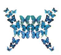 24 piezas 3D mariposa decoración de pared, doble capa estéreo mariposa pared pegatina decoración adhesivo mariposa desmontable ideal para decoración de fiestas casa habitación (azul)