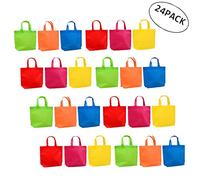 24 piezas 6 colores arco iris 13 x 10.2 pulgadas bolsas de recuerdos de fiesta multifuncional reutilizable no tejido bolsa con asas para niños cumpleaños favoritos, bolsa de compras, fiesta arcoíris