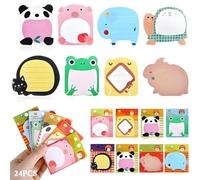 24 piezas 8 Estilos Notas Adhesivas de Animales, Notas Autoadhesivas, Mini Sticky Notes Blocs de Notas, para Recordatorios de Oficina, Letreros Escolares, Regalos Cumpleaños para Niños