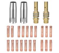 24 Piezas Accesorios de Soldadura Consumibles de Máquina de Soldadura, 20 Consejos de Contacto 0.6mm 0.8mm 0.9mm 1.0mm 1.2mm, 2 Boquilla de Gas, 2 Porta puntas para 15AK Torch Gun Soldadora