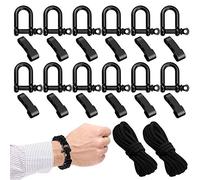 24 Piezas Acero Inoxidable D Anillo Grillete Lock Juego de Grilletes de D Ring Shackles Ajustable con Cuerda al Aire libre de 3 m para Accesorios de Aparejo, Transporte, Camping, Deportes y Senderismo