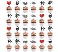 24 Piezas Adornos Para Magdalenas, Cupcake Topper Con Inscripción «Divorcio», Tartas De Divorcio Con Purpurina Negra, Finally Done Just Divorced Cupcake Picks for Freedom Bachelor Supplies
