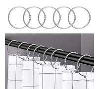 24 Piezas Anillas para Cortina de Ducha de Acero Inoxidable, Anillos de Metal Resistentes para Barra Redonda, Accesorios de Ducha para Baño, Ventana, Ducha, Hogar (Plata)