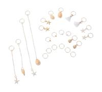 24 Piezas Anillos para Pelo Concha Marina, Estilo Boho | Trenzas, Ligero y Seguro Plástico y Faux Shell, Uso Diario y Vacaciones