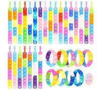 24 Piezas Arco Iris Pulsera de Silicona,Juguetes Pulsera Pop,Juego de Pulseras de Goma,Pulseras Burbuja Fidget Juguetes para Niños Adultos Ansiedad Pulseras Sensoriales