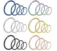 24 Piezas Aro para la Nariz,Kucheed 20G Anillos de Nariz de Acero Quirúrgico Anillo de Tabique de Aro,Cartílago Helix Daith Pendientes Aro Labio Nariz Piercing Joyería,Tamaño 6mm 8mm 10mm 12mm