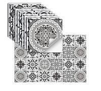 24 Piezas Azulejos Adhesivos Vinilo Autoadhesivo Pegatinas De Pared Impermeables Para Cocina Baño Azulejo Pared Chimenea Armario Pegatinas Decorativas,HZ-40,10x10cm