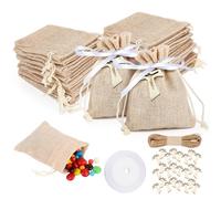 24 Piezas Bolsa de Arpillera con Cordón, Bolsitas de Tela Saco Bolsas Yute, Bolsas de Yute con Cordón, Bolsitas Yute, para Regalo, Joyeria, Calendario Adviento, DIY, Bodas, Fiesta, Navidad (8 x 10CM)