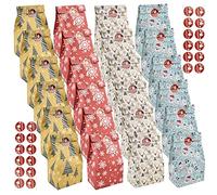 24 Piezas Bolsa de Papel Fondo Plano Patrón de navidad Bolsos de Cumpleaños Bolsas Kraft para el Almuerzo Bocadillos Sándwiches Bolsas Regalo para Chuches Bocadillos Ban Almuerzo Bocadillo