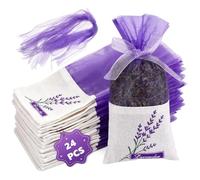24 Piezas Bolsas de Lavanda Vacías, Bolsas Lavanda, Morado, Ambientador Armario Ropa,con Cordón Morado para Especias y Hierbas, Almacenamiento de Especias Dormir y Relajarse