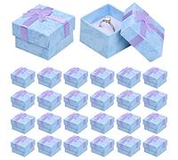 24 Piezas Caja de Regalo para Joyería, Caja del Anillo, Pequeño Cajitas de Carton para Regalos, Cajas de Presentación, Caja de Papel para Exhibir Pendiente Collar Anillo, 4x4x3cm (Púrpura)
