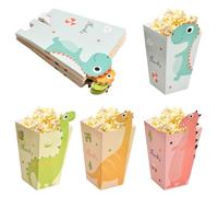 24 Piezas Cajas de Palomitas de Maíz, 4 Colores Bolsa de Palomitas de Dinosaurio, Cartones de Palomitas Pequeñas, Cartón Caramelo Contenedor, Cubo Palomitas para Fiestas Cumpleaños Noches de Cine