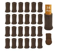 24 Piezas Calcetines para Patas de Silla de Mesa con Almohadillas de Fieltro, MERYSAN Elásticos Protectores de Patas de Madera Gruesa, Muebles Tapa de Cubre-Antideslizante Antiarañazos(Oscuro Marrón)
