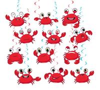 24 piezas cangrejo colgante remolino accesorios de fiesta cangrejo espirales cangrejo manta decoraciones de cangrejo fiesta decoraciones para cangrejo cumpleaños fiesta océano decoraciones