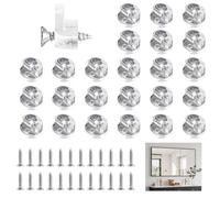 24 Piezas Clips de Retención de Vidrio Redonda, 13 mm Diámetro, Vidrio Retenedor Clips Kit con Tornillos, Soporte para Espejo, Adecuado para Cristal de 3-4 mm, Ventanas, Espejos (Transparente)