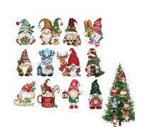 24 Piezas Colgantes de Navidad, Adornos navideños de Madera, Decorativas gnomos clásicos con Cuerda para Colgar, Multicolor, Ideales para árbol de Navidad y decoración del hogar