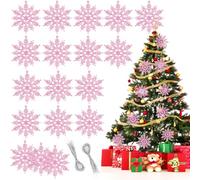 24 Piezas Copos de Nieve Colgantes, Shyllin Copos de Nieve con Brillo de 10 cm, Adornos Arbol Navidad Copo de Nieve, Decoración Navideña Colgante para Árbol de Navidad Hogar Pard Ventana