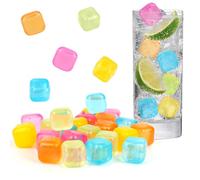 24 Piezas Cubitos de Hielo,Cubitos de Hielo Reutilizables de Plástico,Reutilizables Piedra de Enfriamiento,Bandejas de Cubitos de Hielo,para Whisky,Vino,Zumo,Limonada,Bebidas Cubitos Hielo Sensor