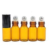 24 piezas de 5 ml de vidrio de color ámbar recargables Botellas de rodillos de rodillos con bolas de rodillos de acero inoxidable para aceites esenciales Aromaterapia Perfumes Brillo para labios