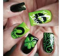 24 Piezas De Ataúd Corta Uñas Falsas Para Mujeres Patrick's Day Press On Green Shamrock Designs Manicure Manicure Press En Uñas