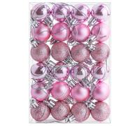 24 piezas de bolas de Navidad de 30 mm, decoraciones irrompibles para árbol de Navidad, mini bolas colgantes para árbol de Navidad, adornos para festividades, bodas y fiestas, color rosa