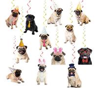 24 piezas de decoración colgante de perro carlino remolinos colgantes remolinos de techo pug suministros de fiesta de cumpleaños para decoraciones de fiesta de pug