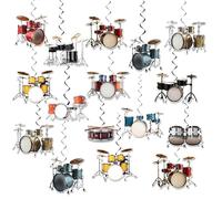 24 piezas de decoración de remolino colgante de tambor, serpentinas de techo, decoraciones colgantes de fiesta de tambor para tambor, suministros de fiesta de cumpleaños, bateristas, fiesta de