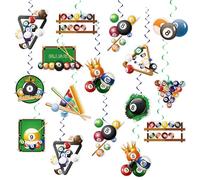 24 piezas de decoraciones colgantes de billar, remolinos colgantes de techo, suministros de fiesta de cumpleaños para decoración de fiesta de billar