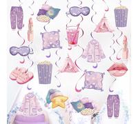24 piezas de decoraciones colgantes de remolino para fiestas de pijama, decoración de techo, suministros para fiesta de pijama de niñas