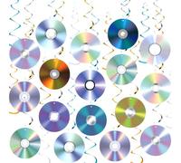 24 piezas de decoraciones de remolinos colgantes para fiestas de los años 90, decoración de fiesta temática de CD retro para fiestas de cumpleaños de los años 90, 2000, suministros de decoración de