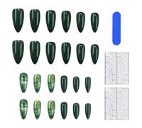 24 Piezas De Esmalte De Uñas Verde, 2 Piezas De Pegamento De Gelatina, 1 Pieza De Lima De Uñas, Uñas Simples Y Modernas De Usar, Decoración De Manicura Para Mujeres