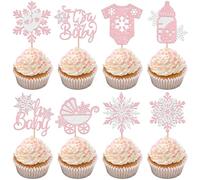 24 piezas de It's a Baby Copos de Nieve Cupcake Toppers Oh Baby Copos de Nieve Decoración para Pasteles de Invierno Hielo Nieve Temática Decoración para Niñas Cumpleaños Fiesta Pasteles Decoraciones