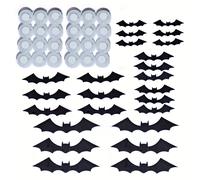 24 Piezas de Luz Nocturna LED 3D de Murciélago para Halloween, Decoración para Fiestas, Ventana, Jardín, Garaje, Pegatina de Pared de PVC, Decoración de Pared DIY