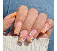 24 piezas de manicura francesa con diseño de fresa para creadores de tendencias y amantes del arte, punta francesa