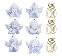 24 piezas de mini colgantes de ángel blanco para decoración de árbol de Navidad para boda, confirmación, colgante, adorno