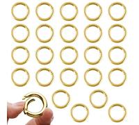 24 piezas de resorte redondo, argollas para llaveros, anillos abiertos, mosquetones para bolsos, carteras, equipajes de correas, artesanías (dorado)