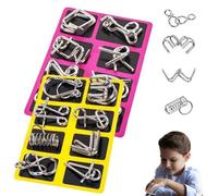 24 Piezas De Rompecabezas Metal Montessori para Resolver, Juegos Mentales Física Pensamiento Inverso, Juego Desenredo Anillos Metal, Juguete Truco Magia Anillo Salas Espera(A+C)