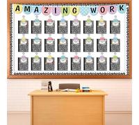 24 piezas de tablero de anuncios de trabajo para estudiantes, cuaderno de composición, decoración de aula, inspirador, increíble trabajo, decoración de pared, libro de composición, recortes de papel