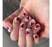 24 piezas de uñas a presión con purpurina texturizada, estilo francés, materiales ABS para un uso duradero, arte de uñas de moda