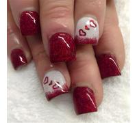 24 Piezas De Uñas Artificiales Precioso Corazón En Día De Valentín Punta Francesa Falsa Prensa