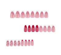 24 Piezas De Uñas Falsas Almendras Presione Sobre Falsos Pegajos Artificiales En Diseños Cerezas Consejos Franceses Diseño Uñas Falsas