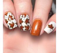 24 piezas de uñas postizas a presión con temática de hojas, diseño europeo brillante, uñas artificiales cuadradas cortas, uñas postizas brillantes para otoño