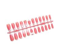 24 piezas de uñas postizas cuadradas largas brillantes con diseños de lazos 3D, punta francesa blanca, cobertura completa, uñas postizas