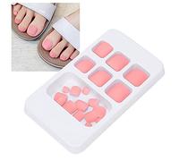 24 piezas de uñas postizas de color sólido, presione en las uñas de los pies, uñas cortas cuadradas y falsas, uñas postizas para mujeres y niñas, 6 colores(Rosa)