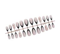 24 piezas de uñas postizas negras con punta francesa con diseños de estrellas, uñas artificiales para mujeres de moda