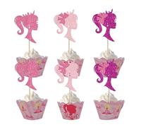 24 Piezas Decoracion Tarta Cumpleaños Princesas, Princesa Tarta Cupcake Toppers, Decoración para Fiesta de Cumpleaños, Tacones Bolsas de Pintalabios Adorno para Tarta, para Fiesta de Cumpleaños