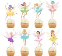 24 Piezas Hada Decoracion Tarta Hadas Decoración de Pasteles Duendes Cake Topper para Fiestas Cumpleaños Infantiles, té por la Tarde