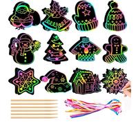 24 Piezas Hojas de Rascar Navideños, Scratch Art Christmas, Navidad Papel de Rascar, Scratch Art Navidad Paper, Actividades de Nochebuena Decoraciones Colgantes de Navidad